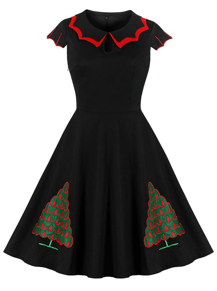 1950s Vintage Floral Short Sleeve Pleated Swing Dress – killreal fashion