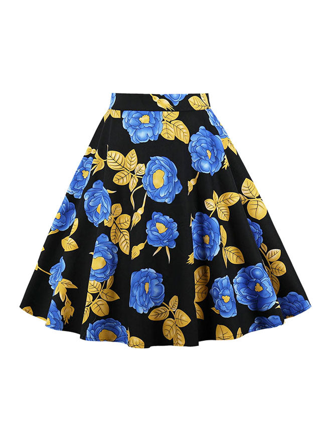 Knee Length Pleated Flare Floral A Line Full Circle Vintage Skirts Main View