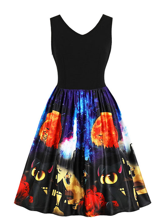 Vintage Sleeveless A-line Halloween Holiday Dress